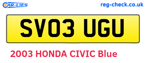 SV03UGU are the vehicle registration plates.