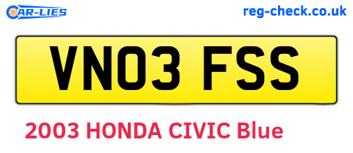 VN03FSS are the vehicle registration plates.