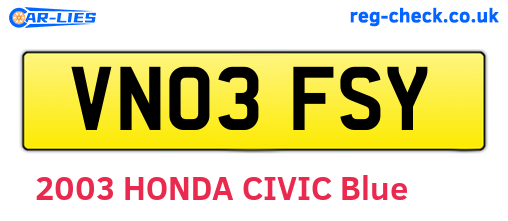 VN03FSY are the vehicle registration plates.