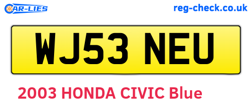 WJ53NEU are the vehicle registration plates.