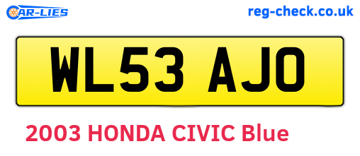 WL53AJO are the vehicle registration plates.