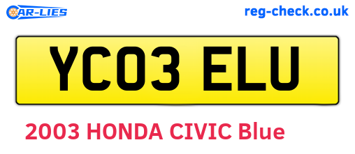 YC03ELU are the vehicle registration plates.