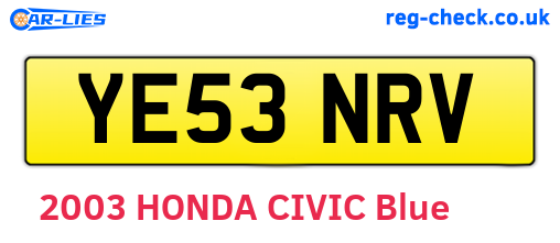 YE53NRV are the vehicle registration plates.