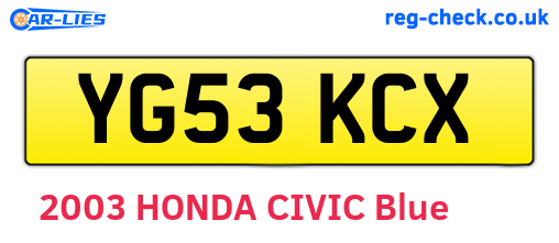 YG53KCX are the vehicle registration plates.