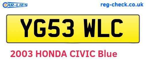 YG53WLC are the vehicle registration plates.