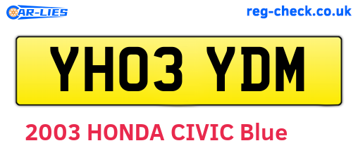 YH03YDM are the vehicle registration plates.
