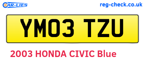 YM03TZU are the vehicle registration plates.
