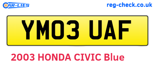 YM03UAF are the vehicle registration plates.