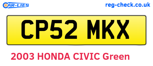CP52MKX are the vehicle registration plates.