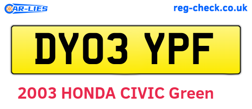 DY03YPF are the vehicle registration plates.