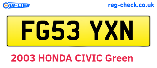 FG53YXN are the vehicle registration plates.