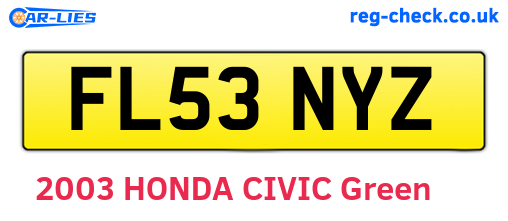 FL53NYZ are the vehicle registration plates.