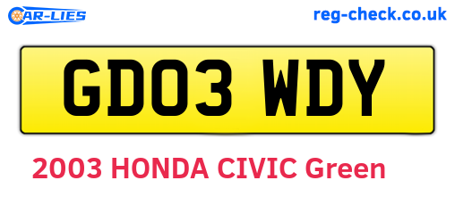 GD03WDY are the vehicle registration plates.