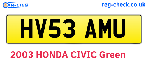 HV53AMU are the vehicle registration plates.