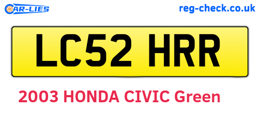 LC52HRR are the vehicle registration plates.