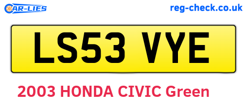 LS53VYE are the vehicle registration plates.