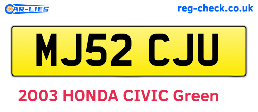 MJ52CJU are the vehicle registration plates.
