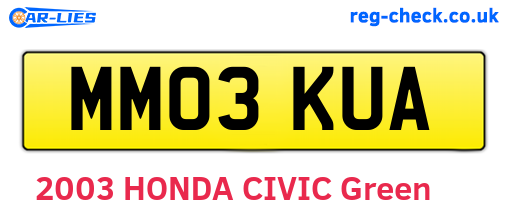 MM03KUA are the vehicle registration plates.