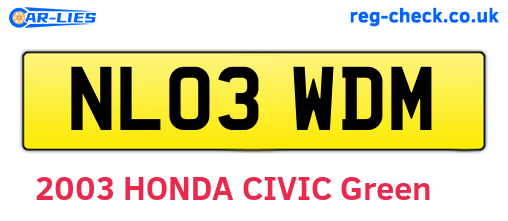 NL03WDM are the vehicle registration plates.