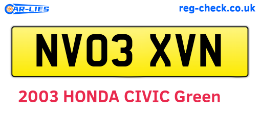 NV03XVN are the vehicle registration plates.