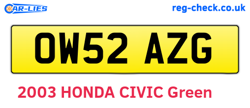 OW52AZG are the vehicle registration plates.
