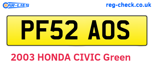 PF52AOS are the vehicle registration plates.