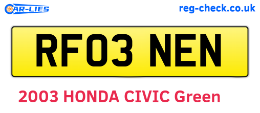 RF03NEN are the vehicle registration plates.