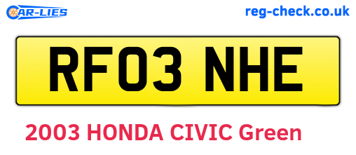 RF03NHE are the vehicle registration plates.