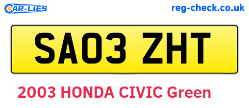 SA03ZHT are the vehicle registration plates.
