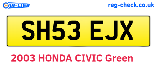 SH53EJX are the vehicle registration plates.