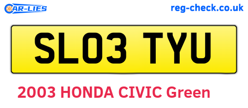 SL03TYU are the vehicle registration plates.
