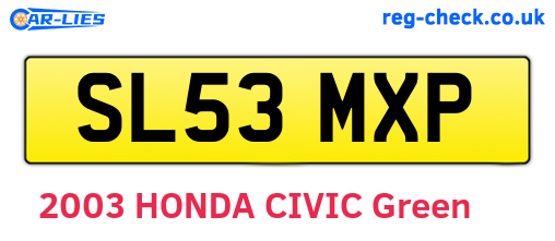 SL53MXP are the vehicle registration plates.