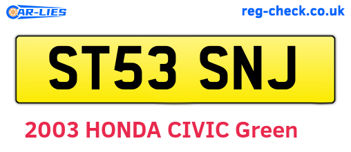 ST53SNJ are the vehicle registration plates.