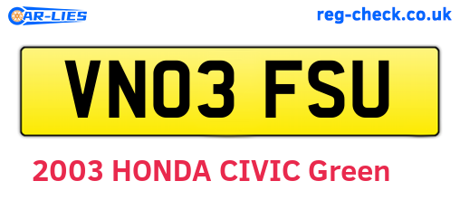 VN03FSU are the vehicle registration plates.