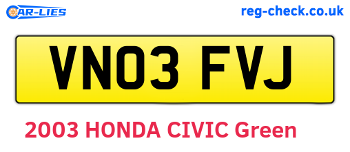 VN03FVJ are the vehicle registration plates.