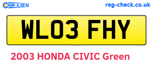 WL03FHY are the vehicle registration plates.