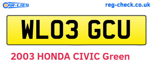WL03GCU are the vehicle registration plates.