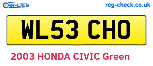 WL53CHO are the vehicle registration plates.
