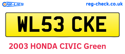 WL53CKE are the vehicle registration plates.