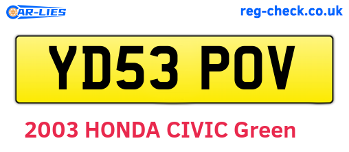 YD53POV are the vehicle registration plates.