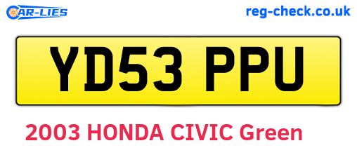YD53PPU are the vehicle registration plates.
