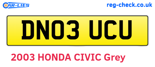 DN03UCU are the vehicle registration plates.