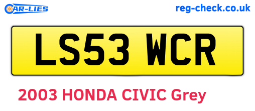 LS53WCR are the vehicle registration plates.