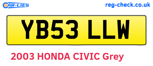 YB53LLW are the vehicle registration plates.