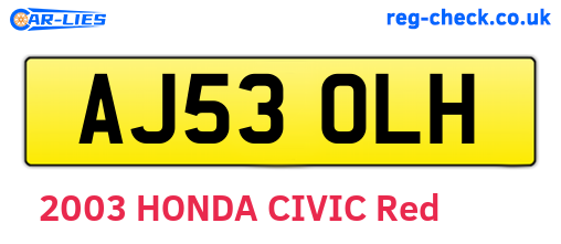 AJ53OLH are the vehicle registration plates.