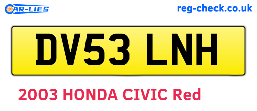 DV53LNH are the vehicle registration plates.