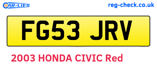 FG53JRV are the vehicle registration plates.