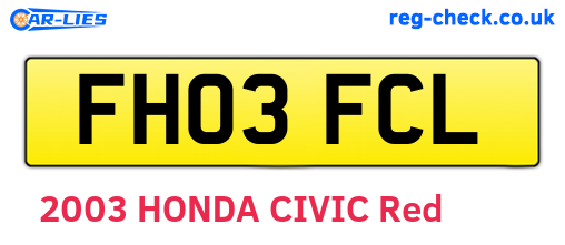 FH03FCL are the vehicle registration plates.