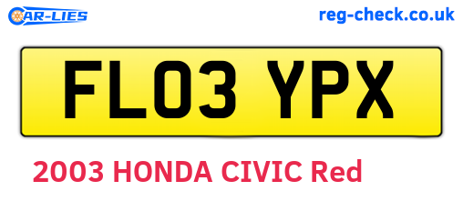 FL03YPX are the vehicle registration plates.