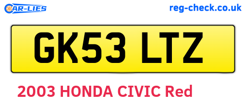 GK53LTZ are the vehicle registration plates.
